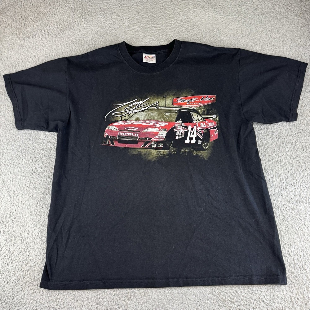 Chase‎ Authentics Tony Stewart Men's T Shirt Vtg Y2K Crew Black Short Sleeve XL